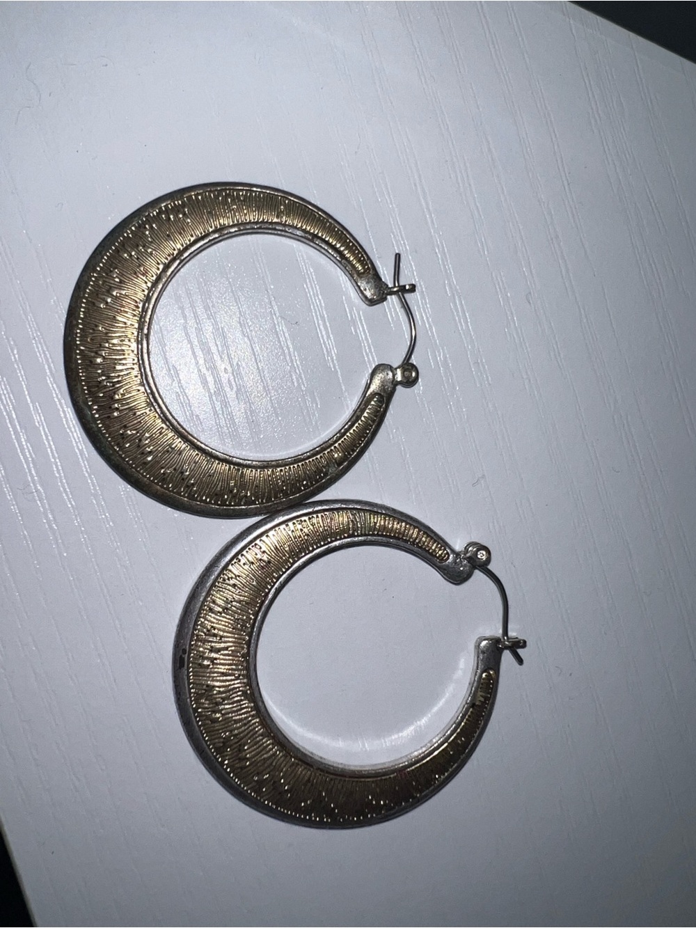 Source Unknown Gold-Tone Textured Hoop Earrings